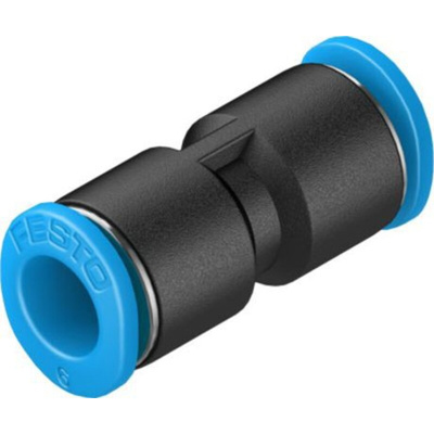 Festo QSM Series Straight Tube-to-Tube Adaptor, Push In 6 mm to Push In 6 mm, Tube-to-Tube Connection Style, 130759