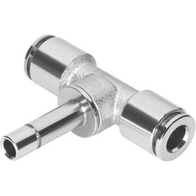 Festo NPQM-T-Q10-S10-P10 Series Tee Tube-to-Tube Adaptor Push In 10 mm to Push In 10 mm, Tube-to-Tube Connection Style,
