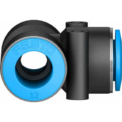 Festo QST-12-20 Series Tee Tube-to-Tube Adaptor, Push In 12 mm to Push In 12 mm, Tube-to-Tube Connection Style, 130806