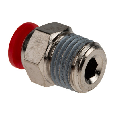 Norgren Straight Threaded Adaptor, Push In 6 mm to R 1/4, Threaded-to-Tube Connection Style