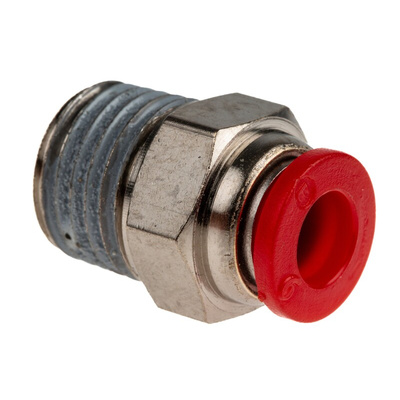 Norgren Straight Threaded Adaptor, Push In 6 mm to R 1/4, Threaded-to-Tube Connection Style