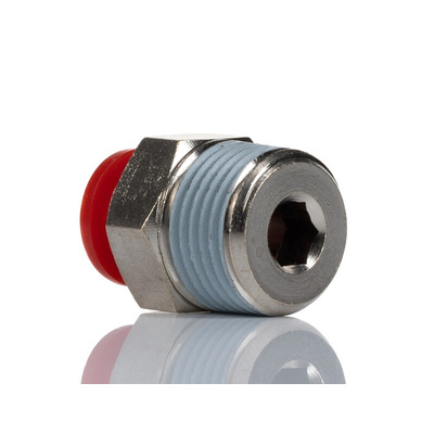 Norgren Straight Fitting, Push In 8 mm to R 3/8, Threaded-to-Tube Connection Style, C01250838