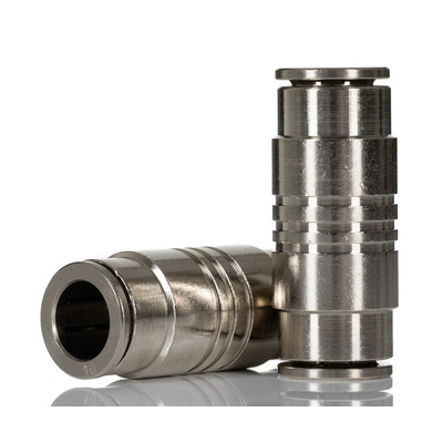 Norgren PNEUFIT 10 Series Straight Tube-to-Tube Adaptor, Push In 10 mm to Push In 10 mm, Tube-to-Tube Connection Style,