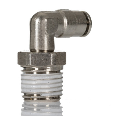 Norgren PNEUFIT 10 Series Elbow Fitting, R 1/4 Male to Push In 4 mm, Threaded-to-Tube Connection Style, 10147