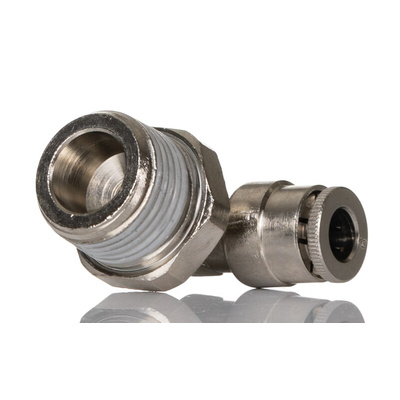 Norgren PNEUFIT 10 Series Straight Threaded Adaptor, R 3/8 Male to Push In 6 mm, Threaded-to-Tube Connection Style,