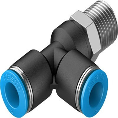 Festo QSTL Series T Fitting, R 1/4 Male to 8 mm, Threaded-to-Tube Connection Style