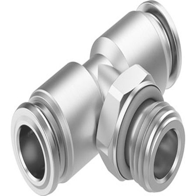 Festo NPQR Series T Fitting, G 1/4 Male to 8 mm, Threaded-to-Tube Connection Style, NPQR-T-G14
