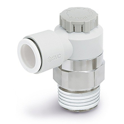 SMC AS Series Elbow Fitting, M5 x 0.8 to Push In 6 mm, Threaded-to-Tube Connection Style