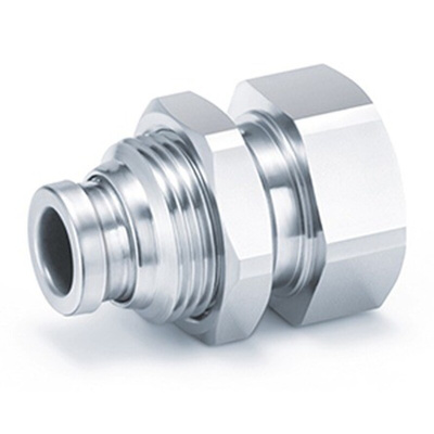 SMC KQB2 Series Bulkhead Threaded-to-Tube Adaptor, G 1/4 to Push In 6 mm, Threaded-to-Tube Connection Style