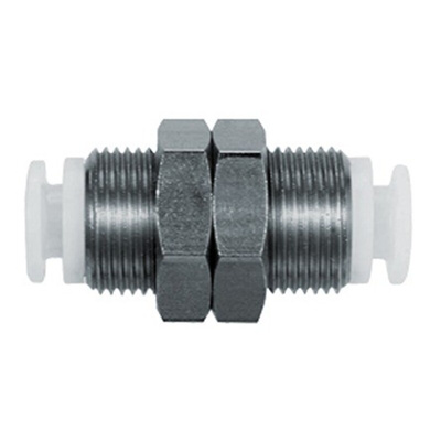 SMC KG Series Bulkhead Union, Push In 6 mm to Push In 6 mm, Tube-to-Tube Connection Style