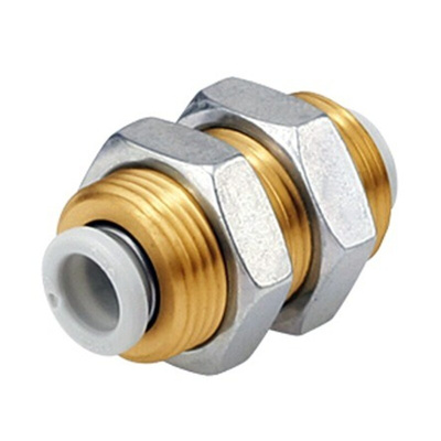 SMC KQ2 Series Bulkhead Union, Push In 3.2 mm to Push In 3.2 mm, Tube-to-Tube Connection Style