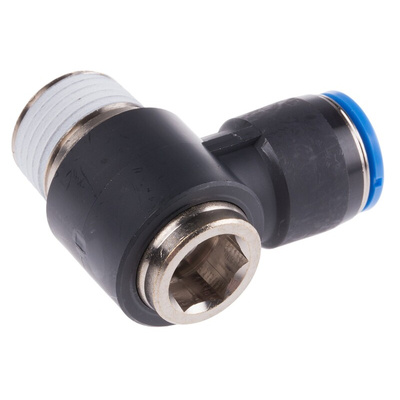 Festo QS Series Elbow Threaded Adaptor, R 1/2 Male to Push In 12 mm, Threaded-to-Tube Connection Style, 153105
