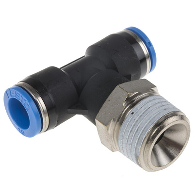 Festo QS Series Tee Threaded Adaptor, Push In 10 mm to Push In 10 mm, Threaded-to-Tube Connection Style, 190672