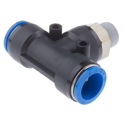 Festo QS Series Tee Threaded Adaptor, Push In 16 mm to Push In 16 mm, Threaded-to-Tube Connection Style, 164959