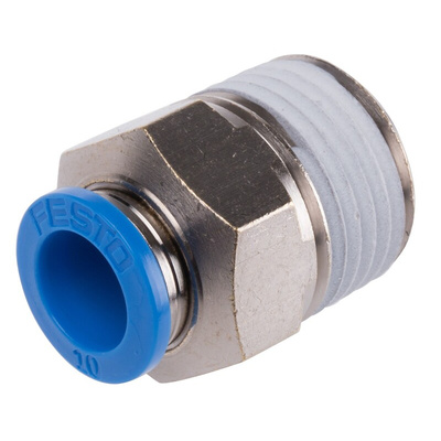 Festo QS Series Straight Threaded Adaptor, R 1/2 Male to Push In 10 mm, Threaded-to-Tube Connection Style, 190646