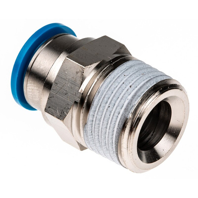 Festo QS Series Straight Threaded Adaptor, R 1/2 Male to Push In 12 mm, Threaded-to-Tube Connection Style, 153010