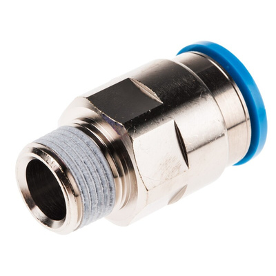 Festo QS Series Straight Threaded Adaptor, R 3/8 Male to Push In 16 mm, Threaded-to-Tube Connection Style, 164957