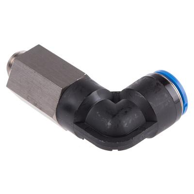 Festo QS Series Elbow Threaded Adaptor, G 1/4 Male to Push In 12 mm, Threaded-to-Tube Connection Style, 132596