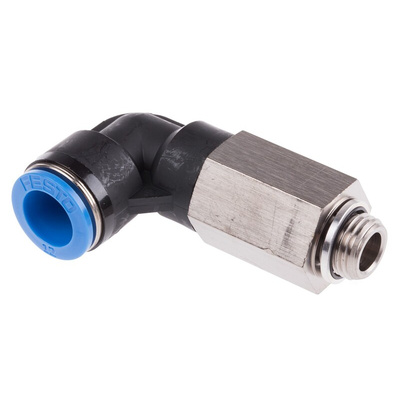 Festo QS Series Elbow Threaded Adaptor, G 1/4 Male to Push In 12 mm, Threaded-to-Tube Connection Style, 132596