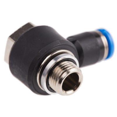 Festo QS Series Elbow Threaded Adaptor, G 1/8 Male to Push In 4 mm, Threaded-to-Tube Connection Style, 186137