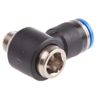 Festo QS Series Elbow Threaded Adaptor, G 1/8 Male to Push In 8 mm, Threaded-to-Tube Connection Style, 186150