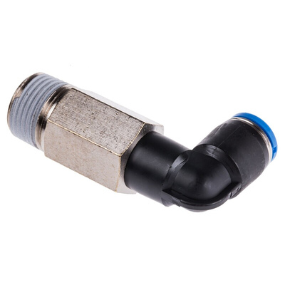 Festo QS Series Elbow Threaded Adaptor, R 3/8 Male to Push In 8 mm, Threaded-to-Tube Connection Style, 153081