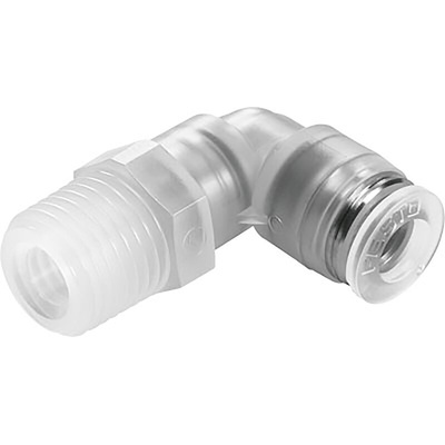 Festo NPQP Series Elbow Threaded Adaptor, R 1/4 Male to Push In 8 mm, Threaded-to-Tube Connection Style, 133056