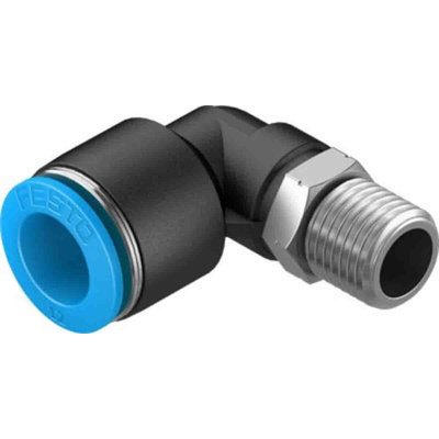 Festo Elbow Threaded Adaptor, R 1/4 Male to Push In 12 mm, Threaded-to-Tube Connection Style, 130734