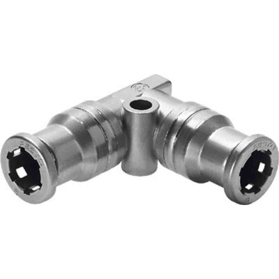 Festo QS Series Elbow Tube-toTube Adaptor, Push In 6 mm to Push In 6 mm, Tube-to-Tube Connection Style, 130663