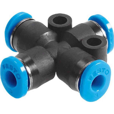 Festo QS Series Cross Tube-to-Tube Adaptor, Push In 3 mm to Push In 3 mm, 153378