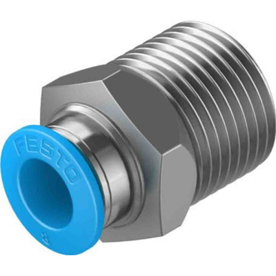 Festo Straight Threaded Adaptor, G 3/8 Male to Push In 8 mm, Threaded-to-Tube Connection Style, 130681