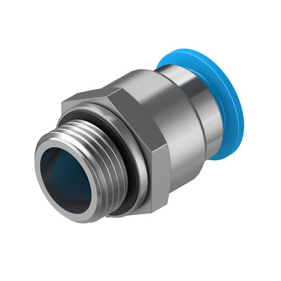 Festo QS Series Straight Threaded Adaptor, G 3/8 Male to Push In 12 mm, Threaded-to-Tube Connection Style, 132045