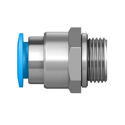 Festo QS Series Straight Threaded Adaptor, G 3/8 Male to Push In 12 mm, Threaded-to-Tube Connection Style, 132045