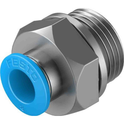Festo Straight Threaded Adaptor, G 3/8 Male to Push In 8 mm, Threaded-to-Tube Connection Style, 132043