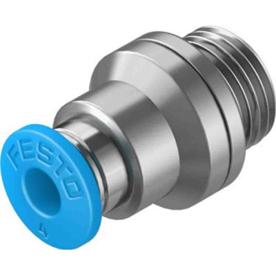 Festo Straight Threaded Adaptor, G 1/8 Male to Push In 4 mm, Threaded-to-Tube Connection Style, 133008