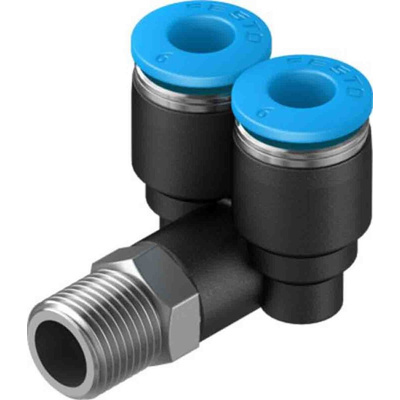 Festo Y Threaded Adaptor, Push In 6 mm to Push In 6 mm, Threaded-to-Tube Connection Style, 153173