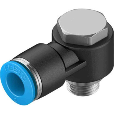 Festo Elbow Threaded Adaptor, G 1/8 Male to Push In 8 mm, Threaded-to-Tube Connection Style, 132062