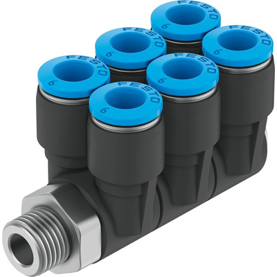 Festo QSLV6-1/8-6 Series Threaded-to-Tube, R 1/8 Male, Threaded-to-Tube Connection Style