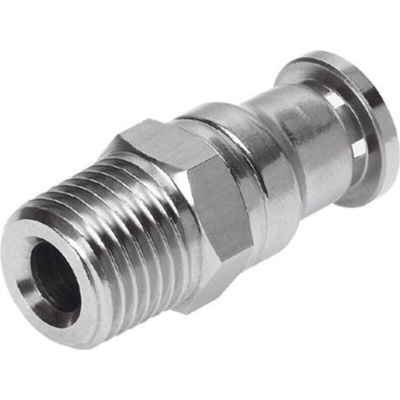 Festo Straight Threaded Adaptor, R 1/4 Male to Push In 10 mm, Threaded-to-Tube Connection Style, 162865