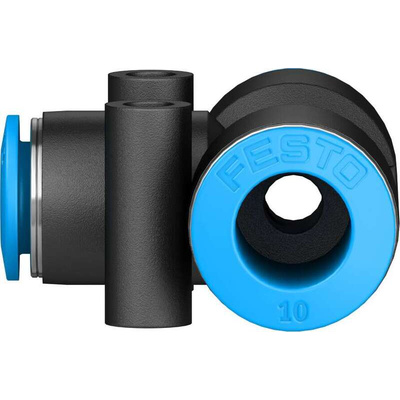 Festo QST-10-8-50 Series Tee Tube-to-Tube Adaptor, Push In 10 mm to Push In 8 mm, Tube-to-Tube Connection Style, 130822