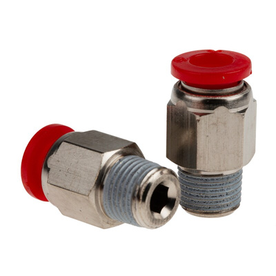 Norgren Straight Threaded Adaptor, Push In 6 mm to R 1/8, Threaded-to-Tube Connection Style