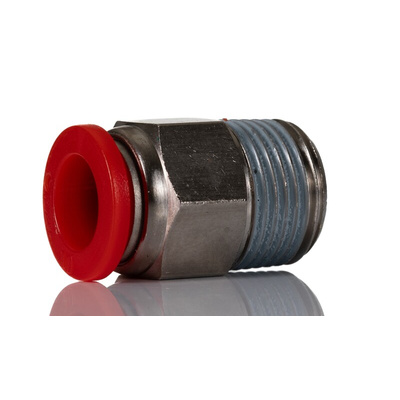 Norgren Pneufit C Series Straight Threaded Adaptor, Push In 10 mm to R 3/8, Threaded-to-Tube Connection Style, Pneufit