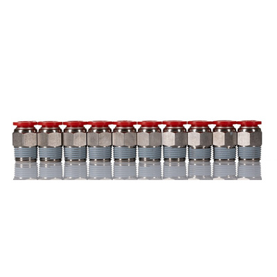 Norgren Pneufit C Series Straight Threaded Adaptor, Push In 10 mm to R 3/8, Threaded-to-Tube Connection Style, Pneufit