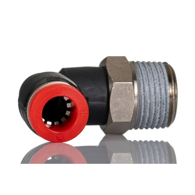 Norgren Pneufit C Series Swivel Elbow, R 3/8 to Push In 8 mm, Threaded-to-Tube Connection Style