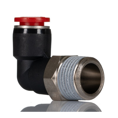 Norgren Pneufit C Series Swivel Elbow, R 3/8 to Push In 8 mm, Threaded-to-Tube Connection Style