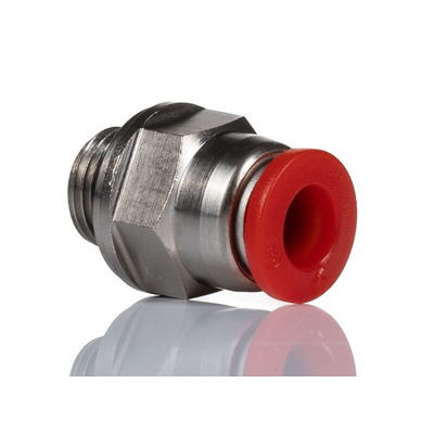 Norgren Pneufit C Series Straight Fitting, G 1/8 Male to Push In 6 mm, Threaded-to-Tube Connection Style, C02250618