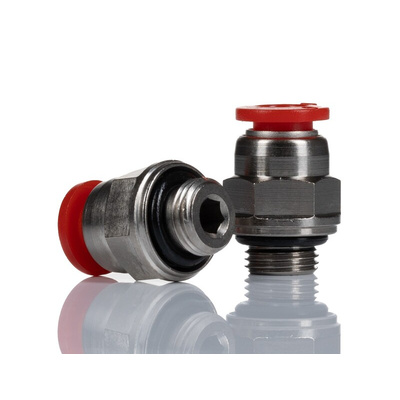Norgren Pneufit C Series Straight Fitting, G 1/8 Male to Push In 6 mm, Threaded-to-Tube Connection Style, C02250618