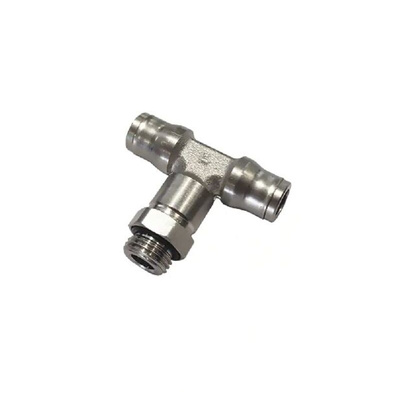 Legris 3698 Series Tee Threaded Adaptor, G 1/4 Male to Push In 10 mm, Threaded-to-Tube Connection Style