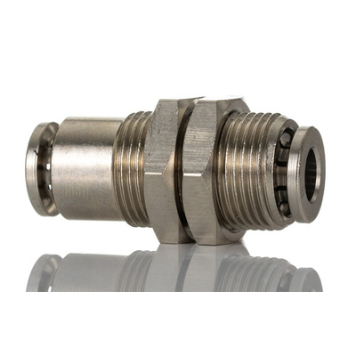Norgren PNEUFIT 10 Series Straight Threaded Adaptor, Push In 6 mm to Push In 6 mm, Threaded Connection Style