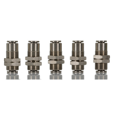 Norgren PNEUFIT 10 Series Straight Threaded Adaptor, Push In 6 mm to Push In 6 mm, Threaded Connection Style